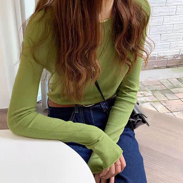 针织衫女内搭高级感打底衫2025春秋新款上衣长袖宽松圆领早秋毛衣|undefined