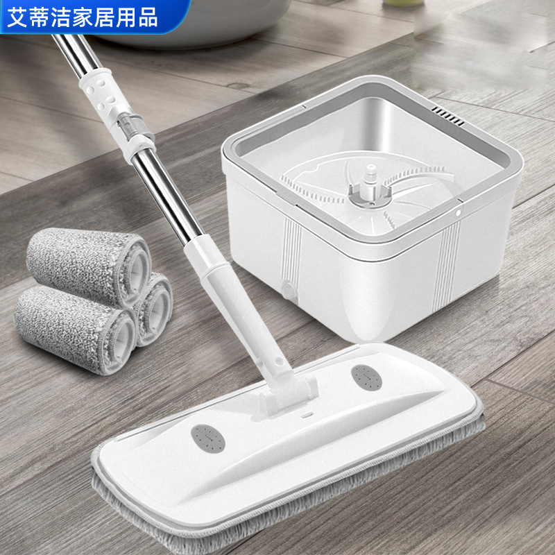 Flat Mop Household Hand-free Washing and Mop Clean Rotating Sewage Separation Mop Lazy Man Absorbent Mop Bucket suit