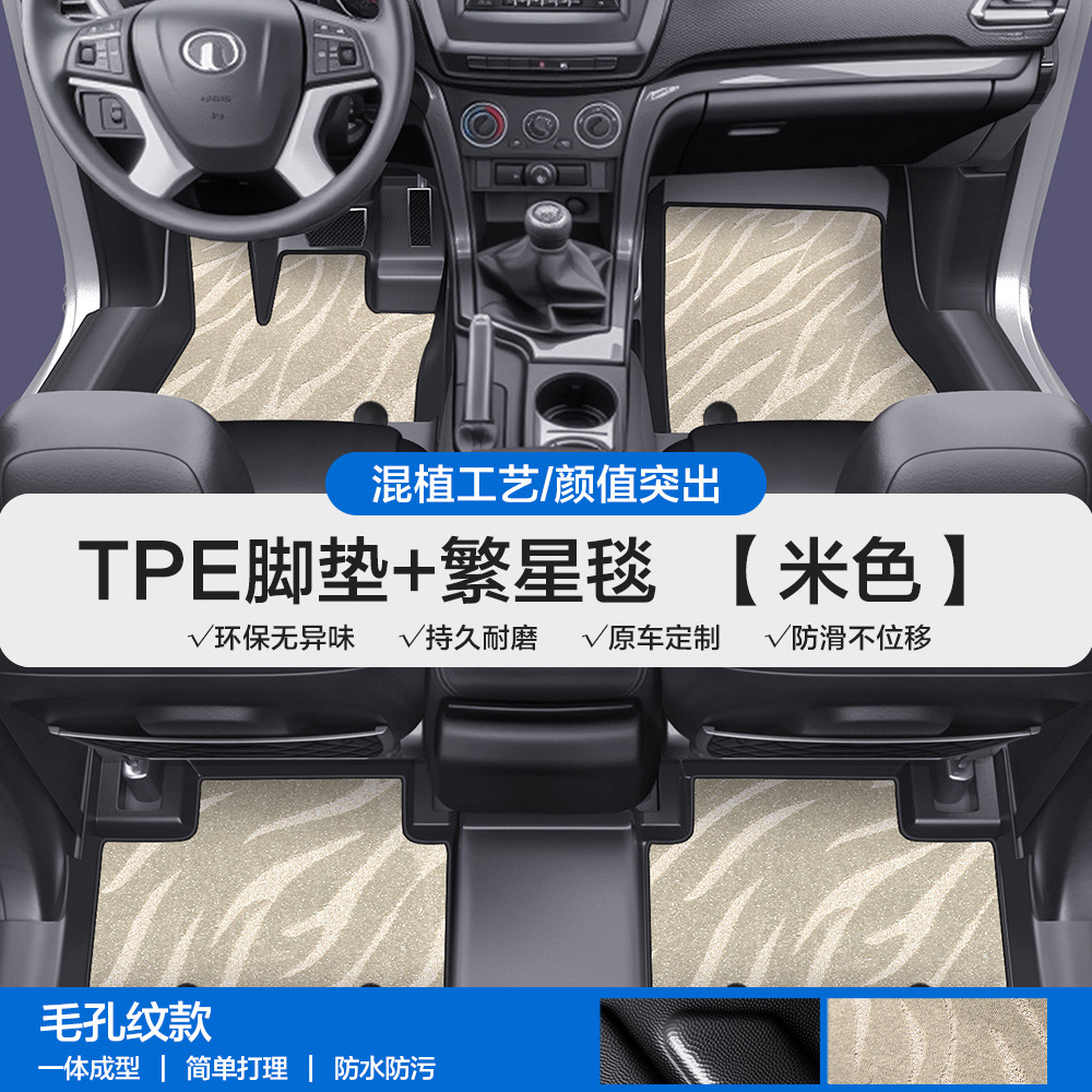 Great Wall – TPE Car Floor Universal Foot Pad - pore-pattern-tpe-door-sill-floor-mat-beige-twinkle-blanket-please-leave-a-message-or-note-the-car-model-year-when-placing-an-order