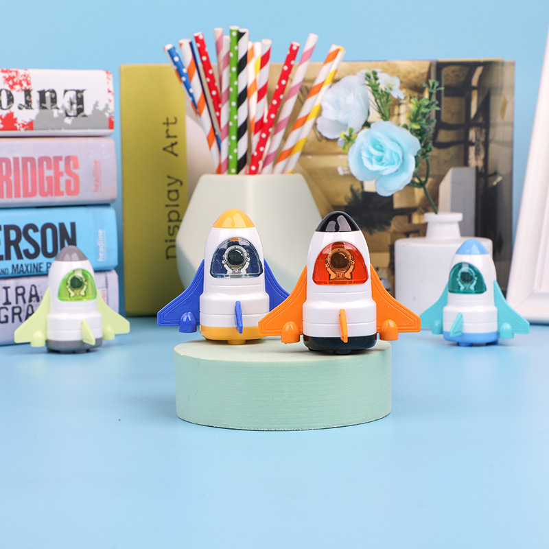 1908 sacapuntas del transbordador espacial sacapuntas Sacapuntas de lápiz de forma Linda niños papelería creativa Sacapuntas de lápiz portátil de dibujos animados