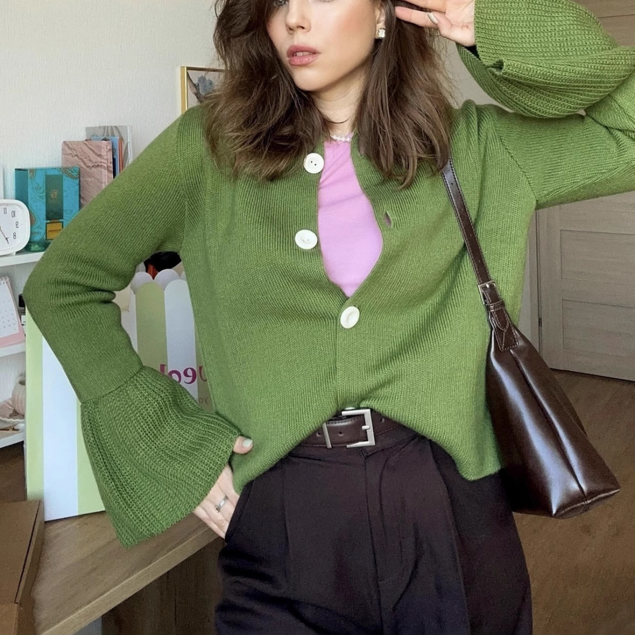 欧美热卖开衫针织衫春秋圆领纯色长袖毛衣宽松显瘦减龄针织外套女