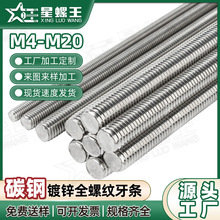 全螺纹牙条铁镀锌全牙丝杆无头螺栓m4m5m6m8m10m12丝杠螺丝杆批发