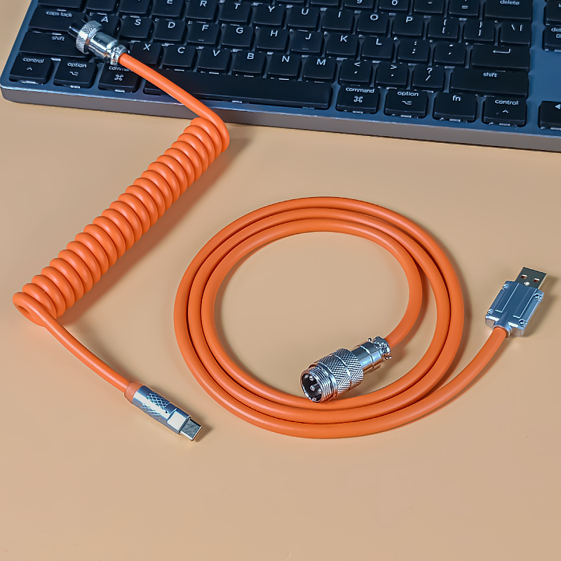 8 18K 磁気軸メカニカルキーボードケーブル PU 航空プラグインケーブル高速充電データケーブルスプリングケーブルスパイラルケーブル RGB ケーブルカスタマイズ|undefined