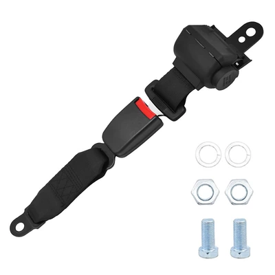 car seat belt, Car seat belt - 1-semi-closed-retractor-1-25cm-webbing-base-black-with-2-complete-sets-of-blue-and-white-zinc-screws