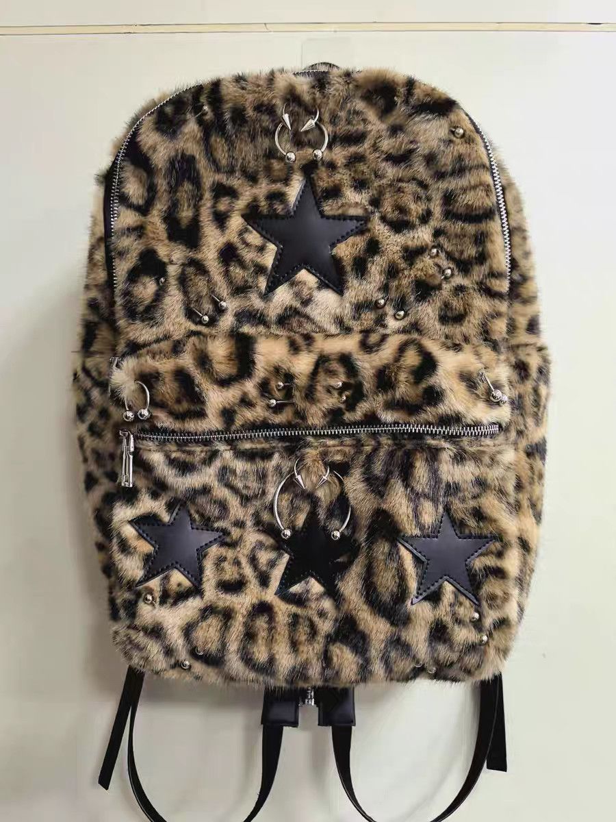 ROLLING MONEY25FW Remach Zipper ajustable de cuero bicolor de hombro perforado punk bolsa de calle
