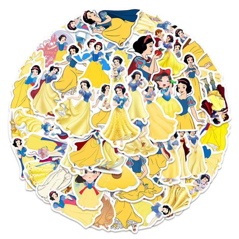 60张白雪公主卡通人物贴纸行李箱贴画电脑笔记本吉他防水贴画批发|undefined