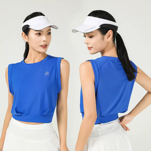 Women's Round Neck Loose Solid Color Quick-drying Breathable Sports Vest Fitness Running Casual Outer Wear Yoga Fitness Top