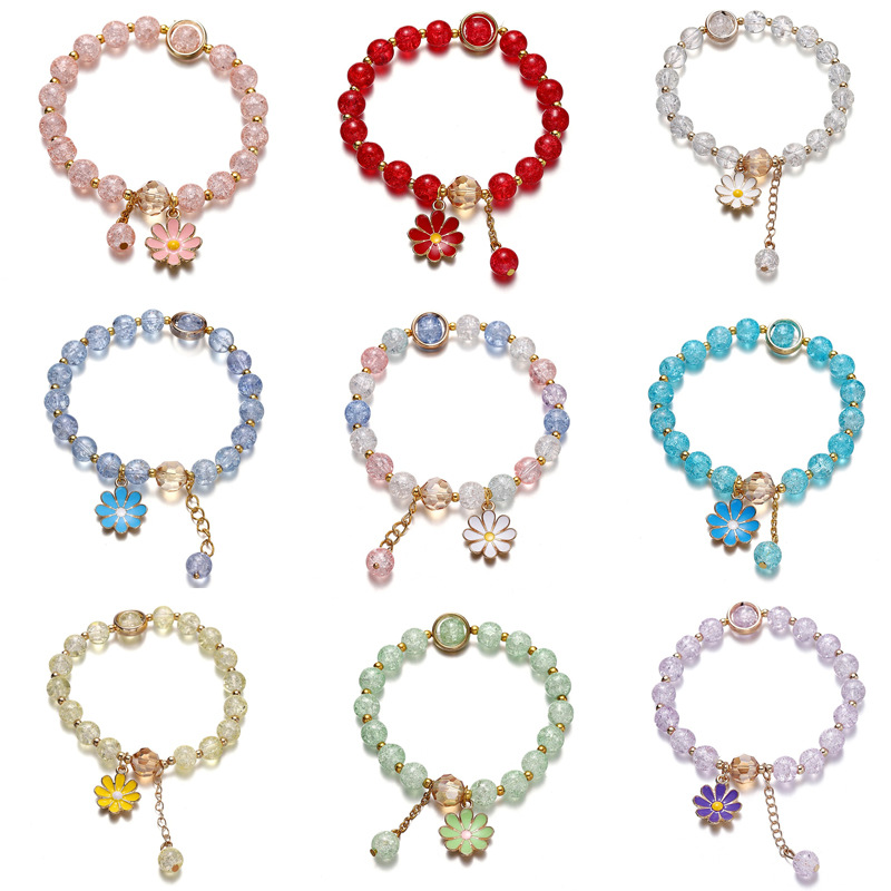 夏日爆款小雏菊琉璃手链摆摊跨境电商女时尚甜美显白串珠手串批发