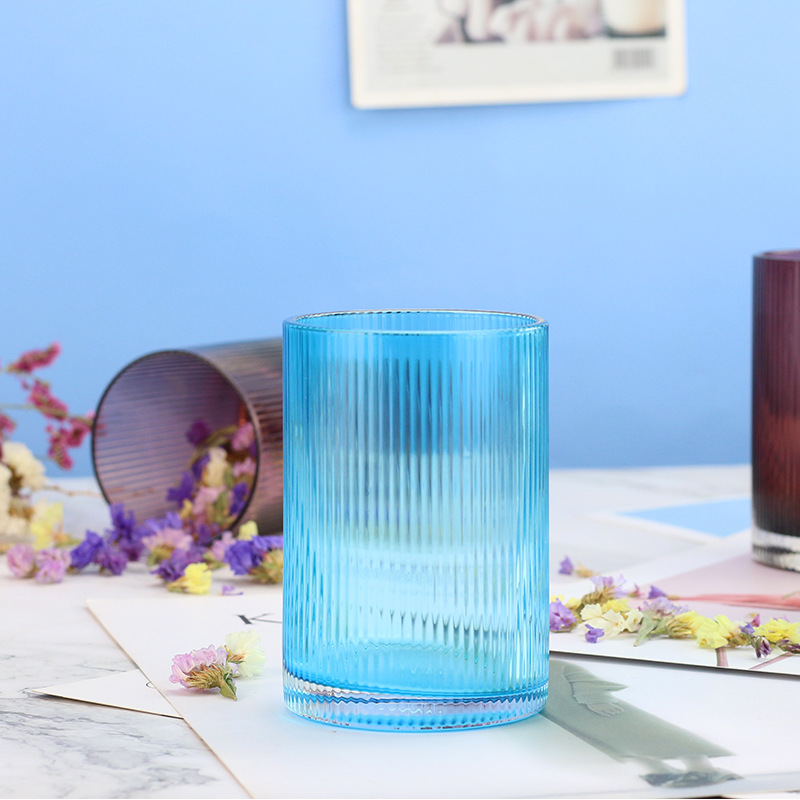 Taza de patrón de costilla de estilo japonés taza de té de vidrio de banda vertical juego de té taza de agua vino extranjero whisky copa de vino ins estilo nórdico internet celebridad