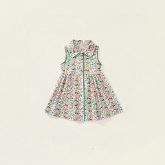 女童連衣裙2023夏季新款女寶寶韓版無袖娃娃領碎花連衣裙外貿批發