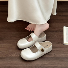 厚底の美しいビルケンシュトックつま先ハーフスリッパ、女の子の夏のアウターウェア、ヌバックレザーの小さな革靴、多用途のカジュアルサンダル、トレンディです。