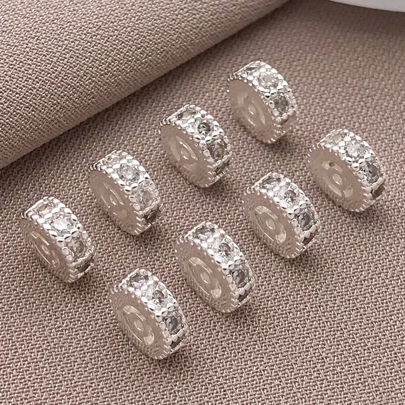 铜渡厚银保色镶钻隔珠串珠散珠桶珠水晶珍珠手串手链diy饰品配件|undefined