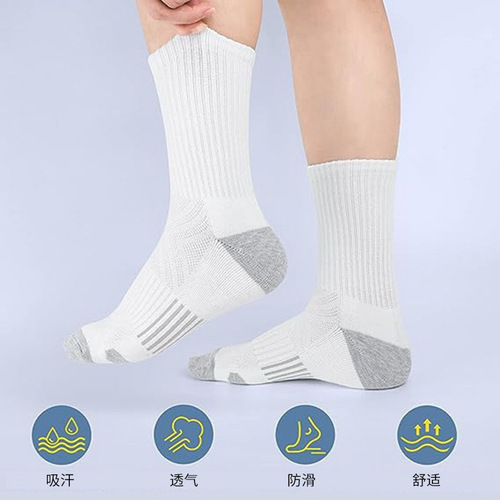 Amazon anti-slip shock-absorbing men's running professional sports socks outdoor basketball crew socks deodorant absorbent long socks