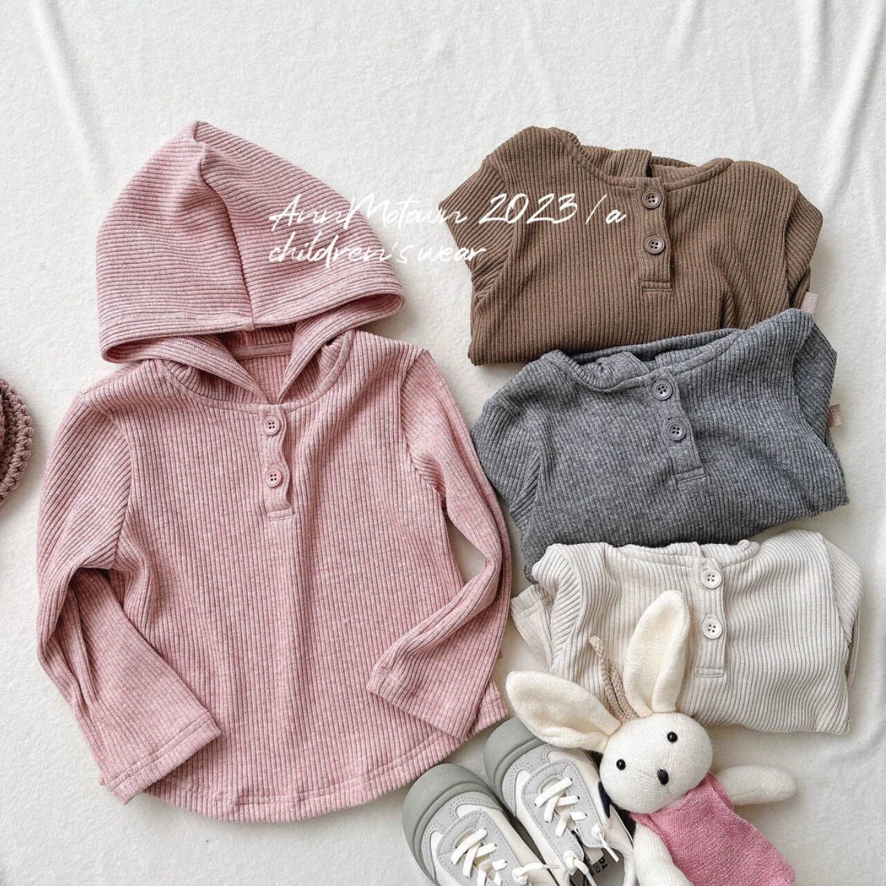 Child star round girl Korean style children's clothing 2024 autumn new children's casual versatile daily knit hooded top