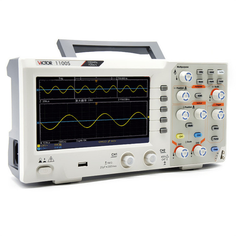 Victor/胜利数字示波器VC 1050S/1100S 100MHZ双通道存储彩屏30种