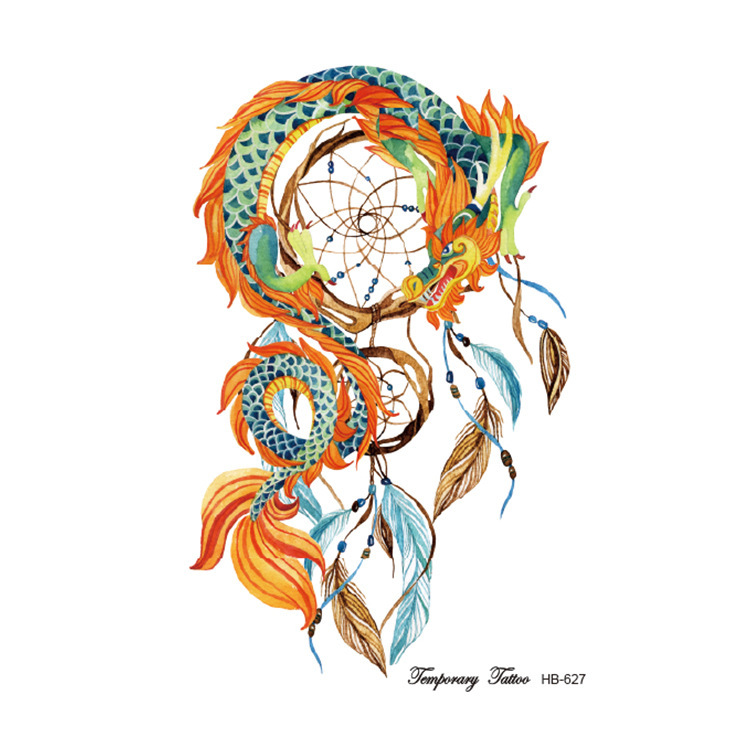 Rose Lion Moon Tattoo Sticker Dream Catcher Sexy Arm Chest Temporary Waterproof Tattoo Sticker