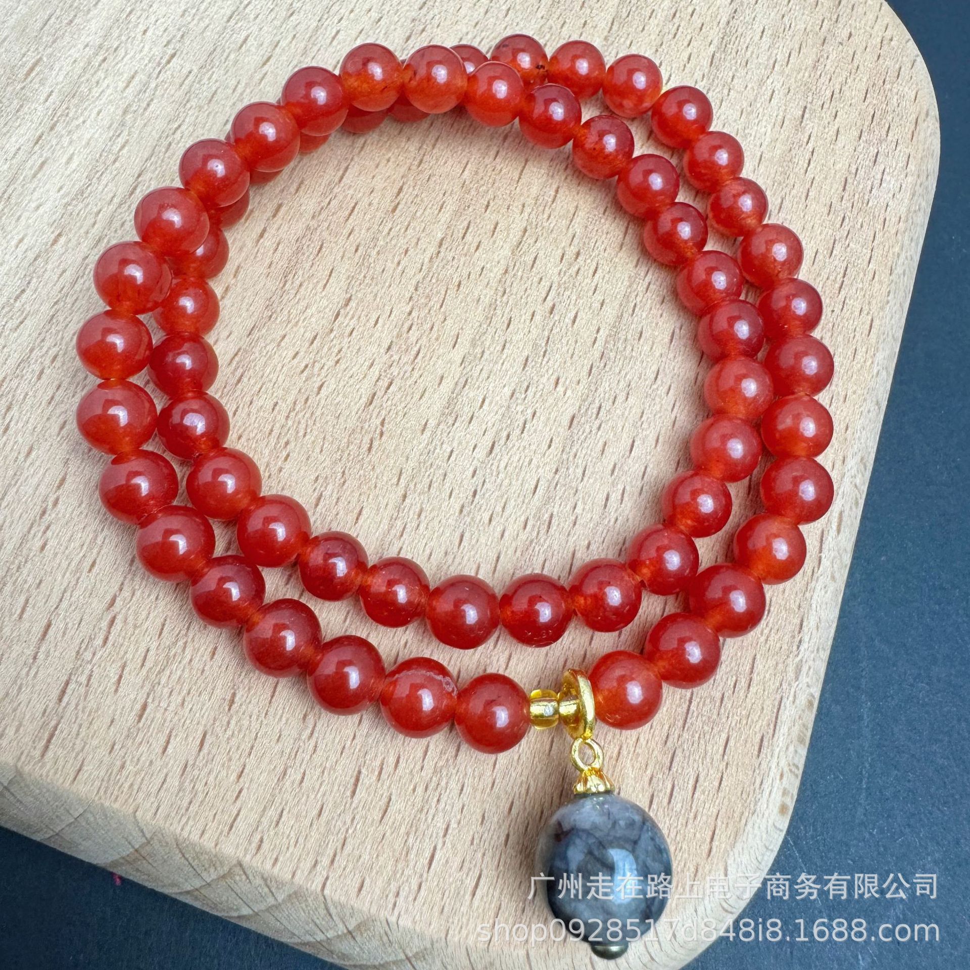 붉은 마노 용무늬 마노 펜던트 (6mm)