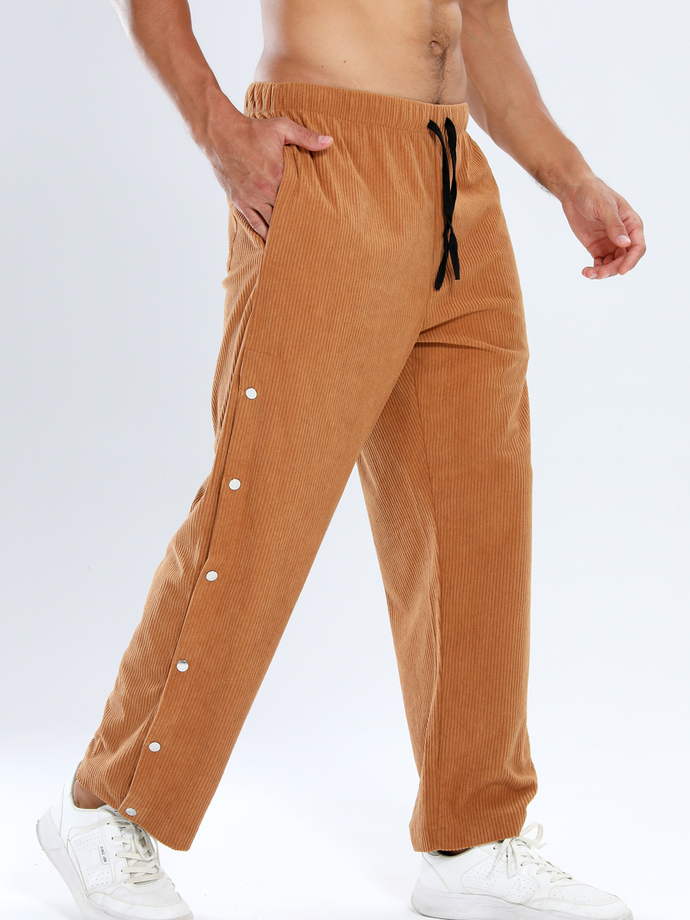Músculos locos nuevos pantalones largos masculinos de primavera y otoño retro americano rayas verticales relajadas pantalones casuales de pecho suelto en todas las fronteras