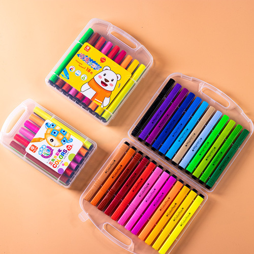 Student paint brush triangle pole washable watercolor pen boxed cartoon painting large capacity watercolor pen set wholesale