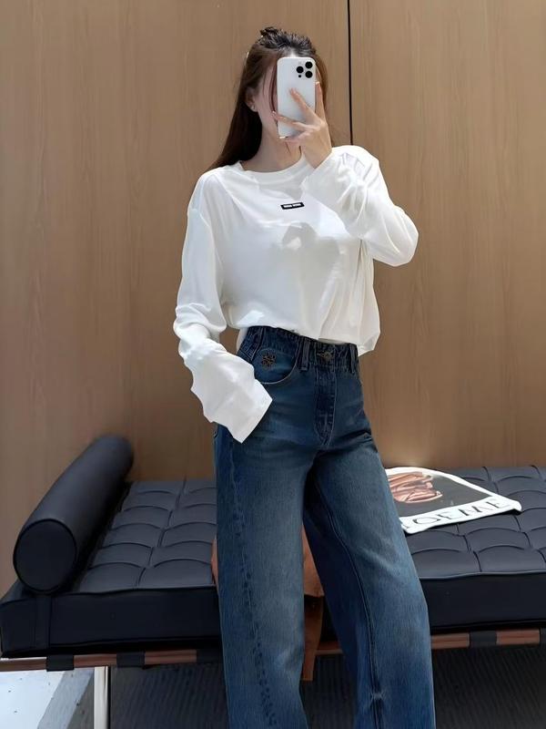 潮流圆领正肩修身t恤秋冬季羊毛保暖长袖上衣南油女时尚打底衫|undefined