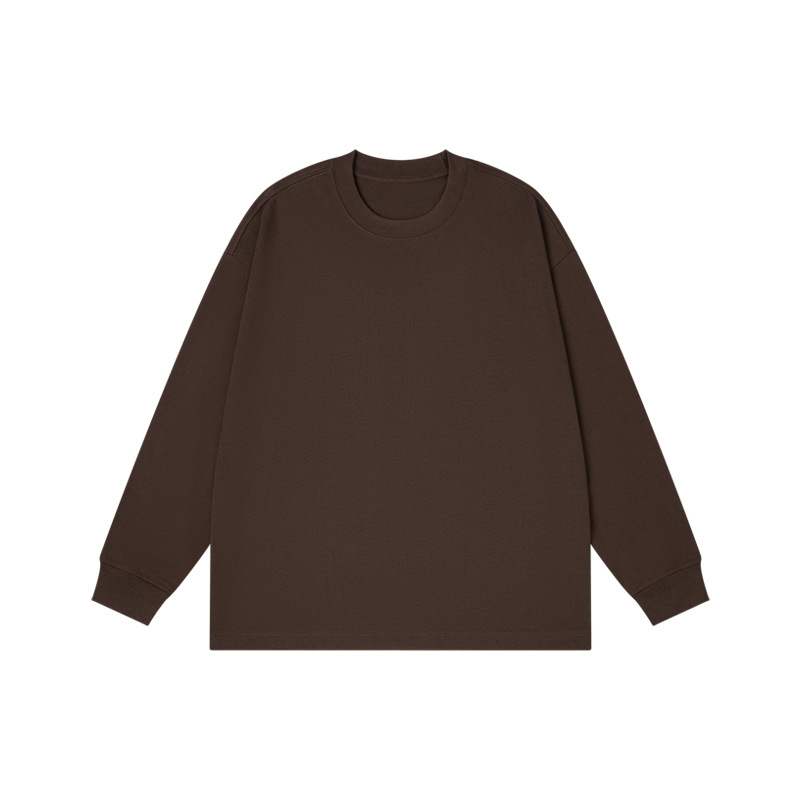 T-shirt a maniche lunghe pettinata da uomo, nuova collezione autunno e inverno da 300 g, realizzata in puro cotone con motivo a filo spesso, da uomo_voghion.com