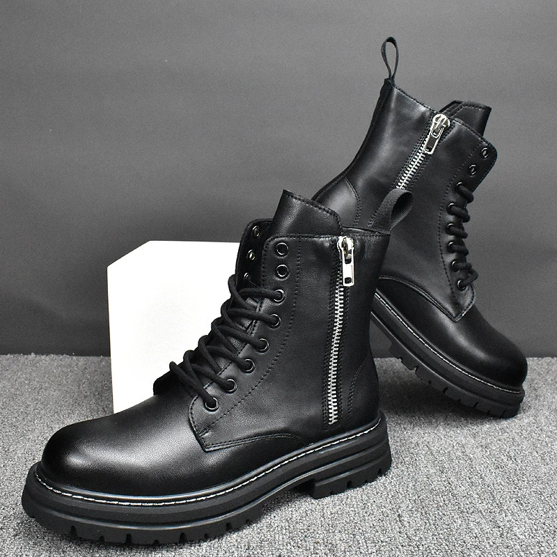 Осенне-зимние новые ботинки Martin, мужская обувь, модная британская универсальная воловья кожа скрытого роста, износостойкая модная обувь в Корейском стиле