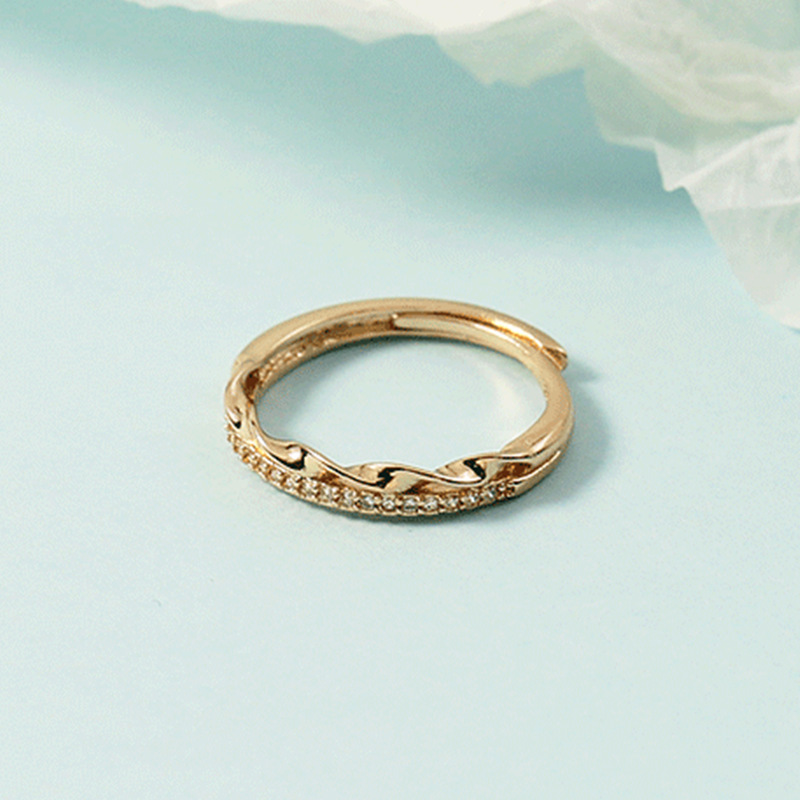 Bague alimentaire à bouche ouverte au design minimaliste en diamant à motif torsadé version coréenne avec personnalité à la mode, polyvalente_voghion.com