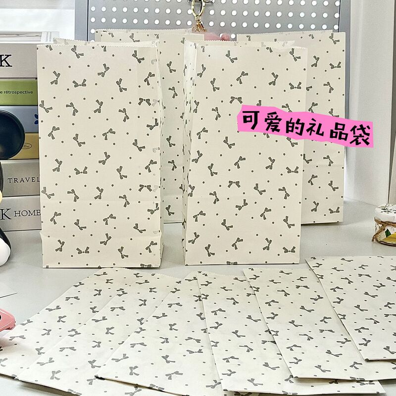 Ins silver Bow Paper Bag Card Packaging Gift Bag Hand Account Postcard Small Card Packaging Storage Bag Small