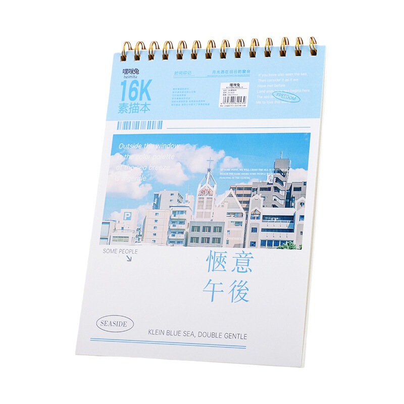 16k空白のコイルのスケッチ本の速写本の学生は手描きで絵を描きます。|undefined