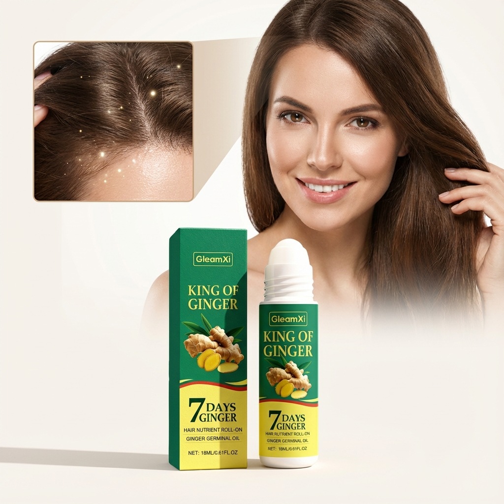 Gleamxi Ginger Roll-On Essential Oil Moisturizes Hair, Makes It Light and Smooth, and Refreshes the Scalp. Daily Hair Care Essential Oil