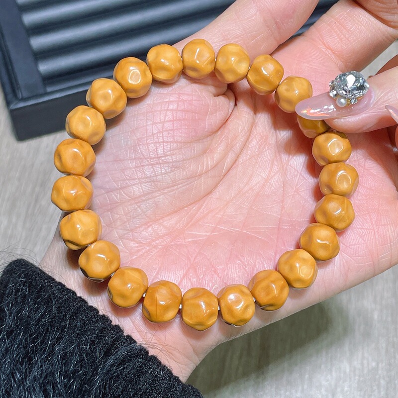 New Monkey Head Cheese Single Circle Carving Men's Bracelet Fashion Walnut Bracelet Diamond Couple Beads