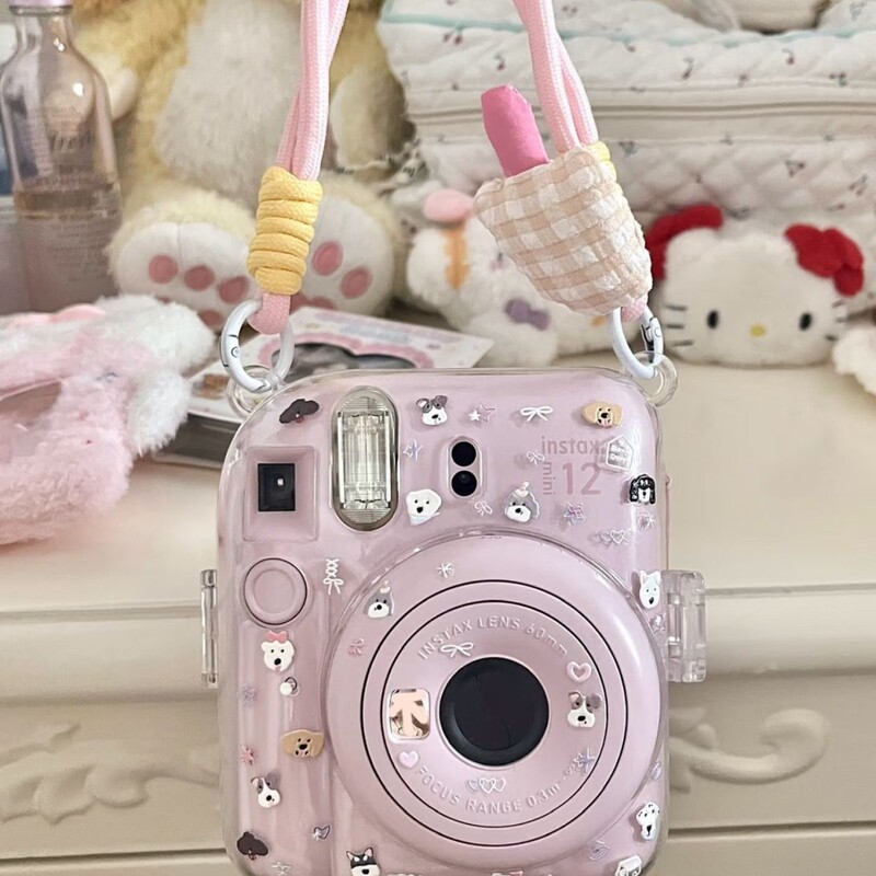 Mini12 Transparent Mobile Phone Case Instax Crystal Hard Shell Camera Protection Chain
