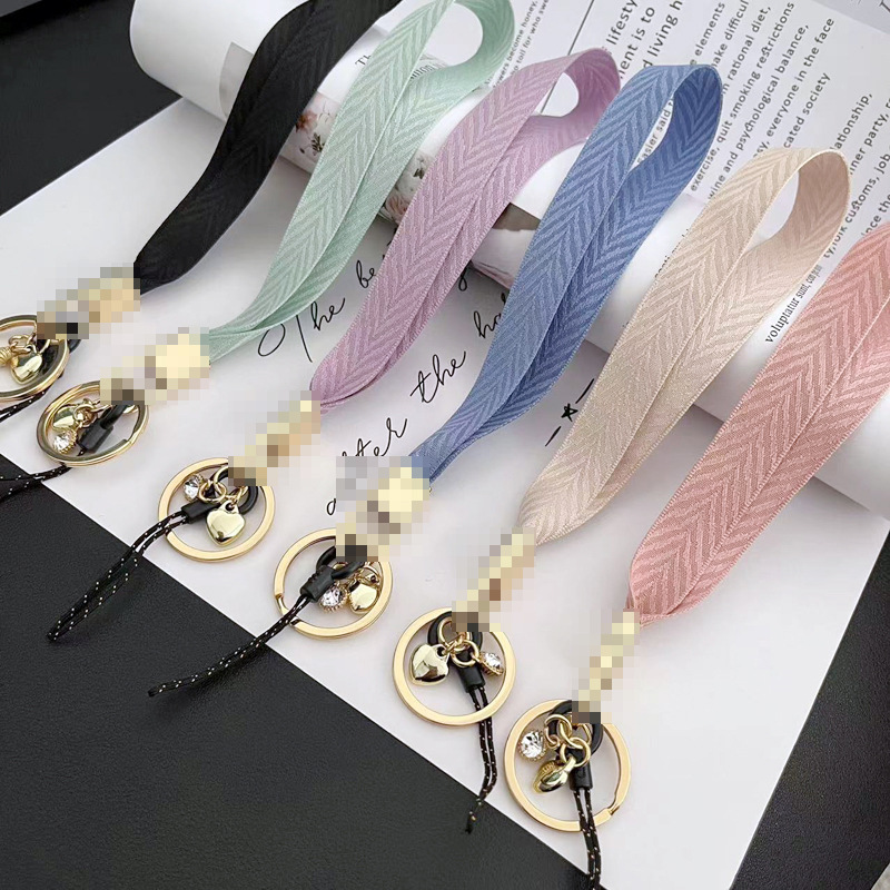 New Mobile Phone Lanyard Wrist Strap Short Rope Internet Popular ins Wind Hanging Rhinestone Love Key Headset Hanging Rope