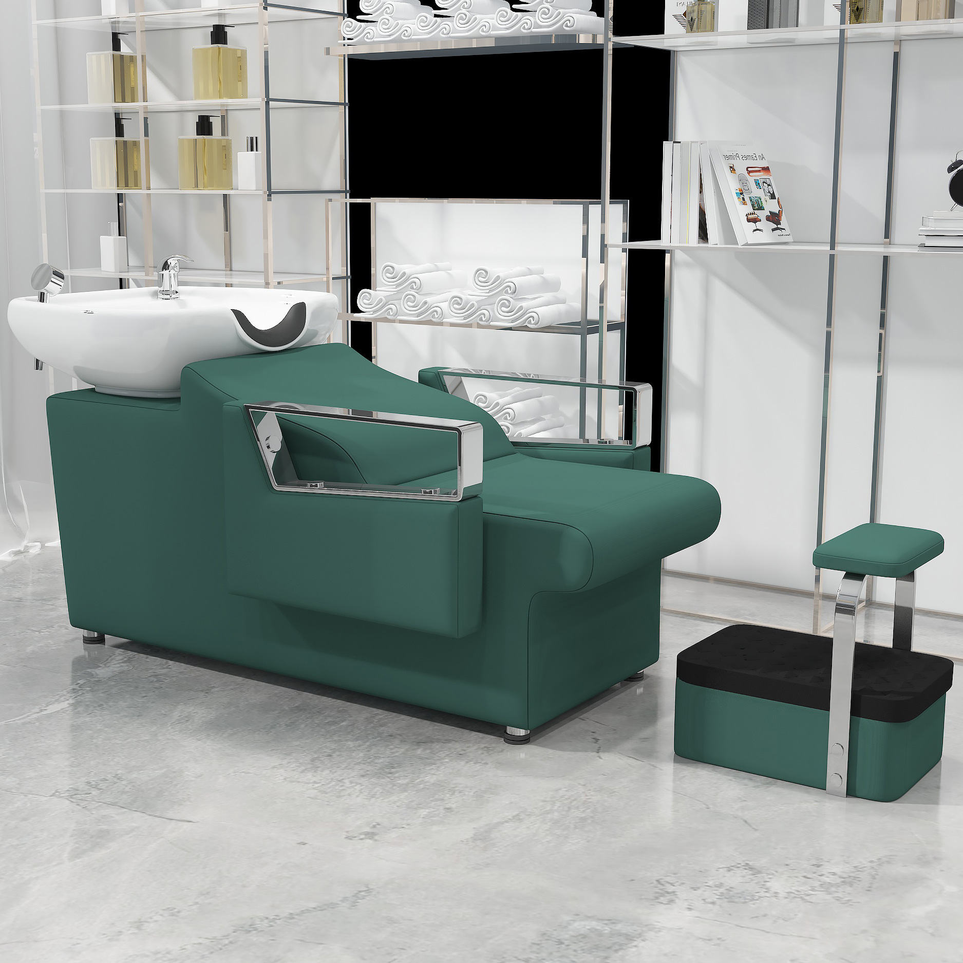 Reposabrazos de plata verde con pies altos - maceta blanca