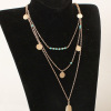 Fashionable retro accessory ancient style, metal turquoise nail sequins with tassels, necklace, European style