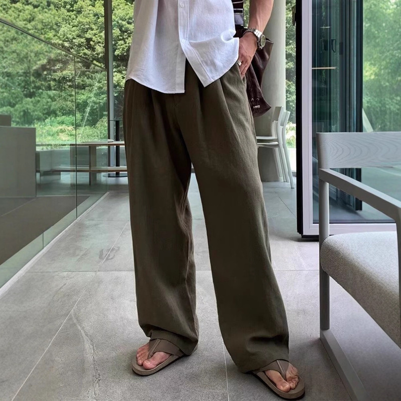 Linen Straight-Leg Pants Spring/Summer Breathable Long Pants Brown Linen Lazy Style Floor-Length Korean Style Loose Straight Casual Pants Linen Straight-Leg Pants Spring/Summer Breathable Long Pants Brown Linen Lazy Style Floor-Length Korean Style Loose Straight Casual Pants
