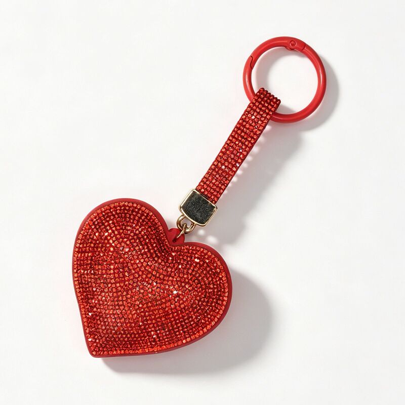 New Cross-Border Rhinestone Heart-Shaped Keychain Fashion Japanese and Korean Style Bag Tassel Pendant Crystal Rhinestone Gift