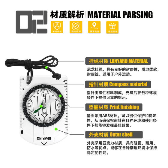 In stock outdoor DC35-1B map ruler compass north needle map measurement mapping compass factory price wholesale