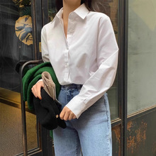 白色衬衫女春装2025新款纯棉内搭白衬衣韩系宽松通勤百搭长袖上衣