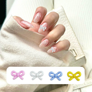 New Cream Style Line Bow Nail Art Jewelry Macaron Color Sweet Solid Color Tie Knot Diy Accessories