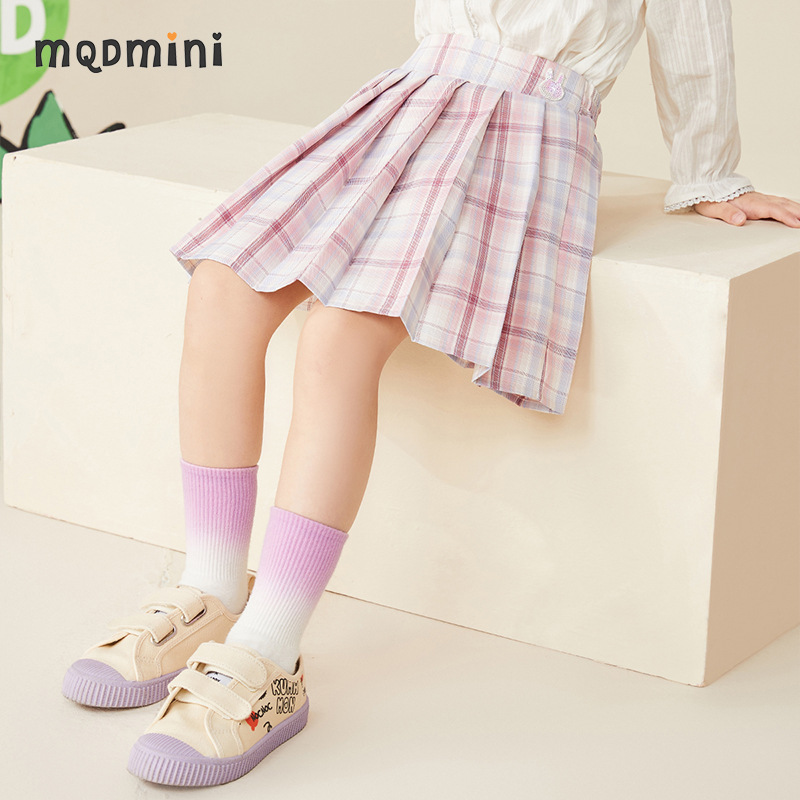 MQDMINI children's dress girls skirt pleated skirt spring new children's style all match preppy skirt