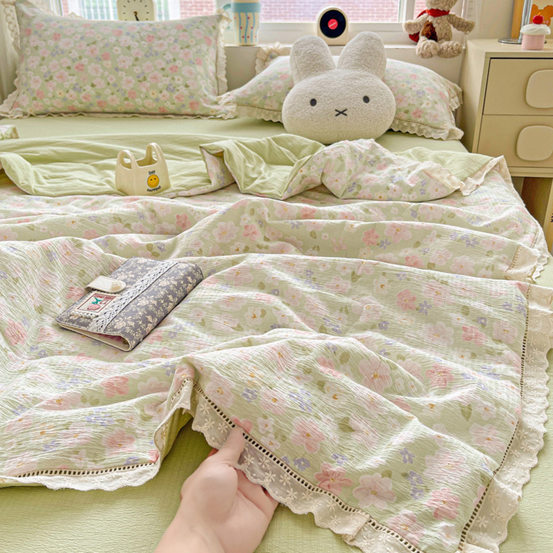 クラスAのしわの紗の夏の涼しさは4セットの純綿の綿の夏のエアコンに夏の薄い布団に洗濯できます。|undefined