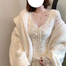 加厚修身轻烧小上衣冬季上衣蕾丝上衣打底衫纯欲风秋冬领