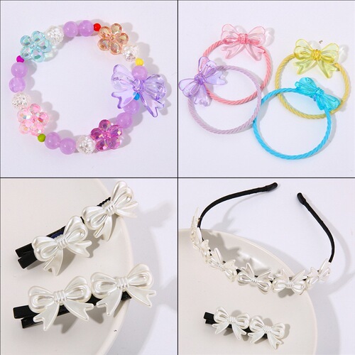 Candy color transparent acrylic colorful butterfly beads diy handmade materials homemade bracelet headdress hair rope accessories
