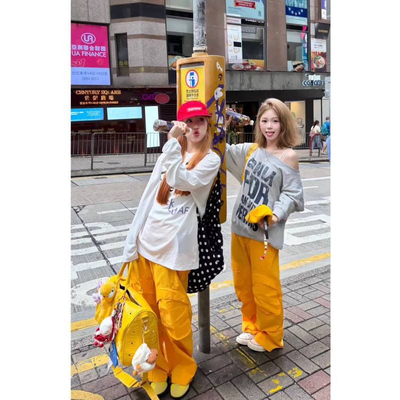 Wide-Leg Pants for Men and Women Early Autumn 2025 New Large Size Loose Slim Casual Pants Pleated Drawstring High-Waist Cargo Pants