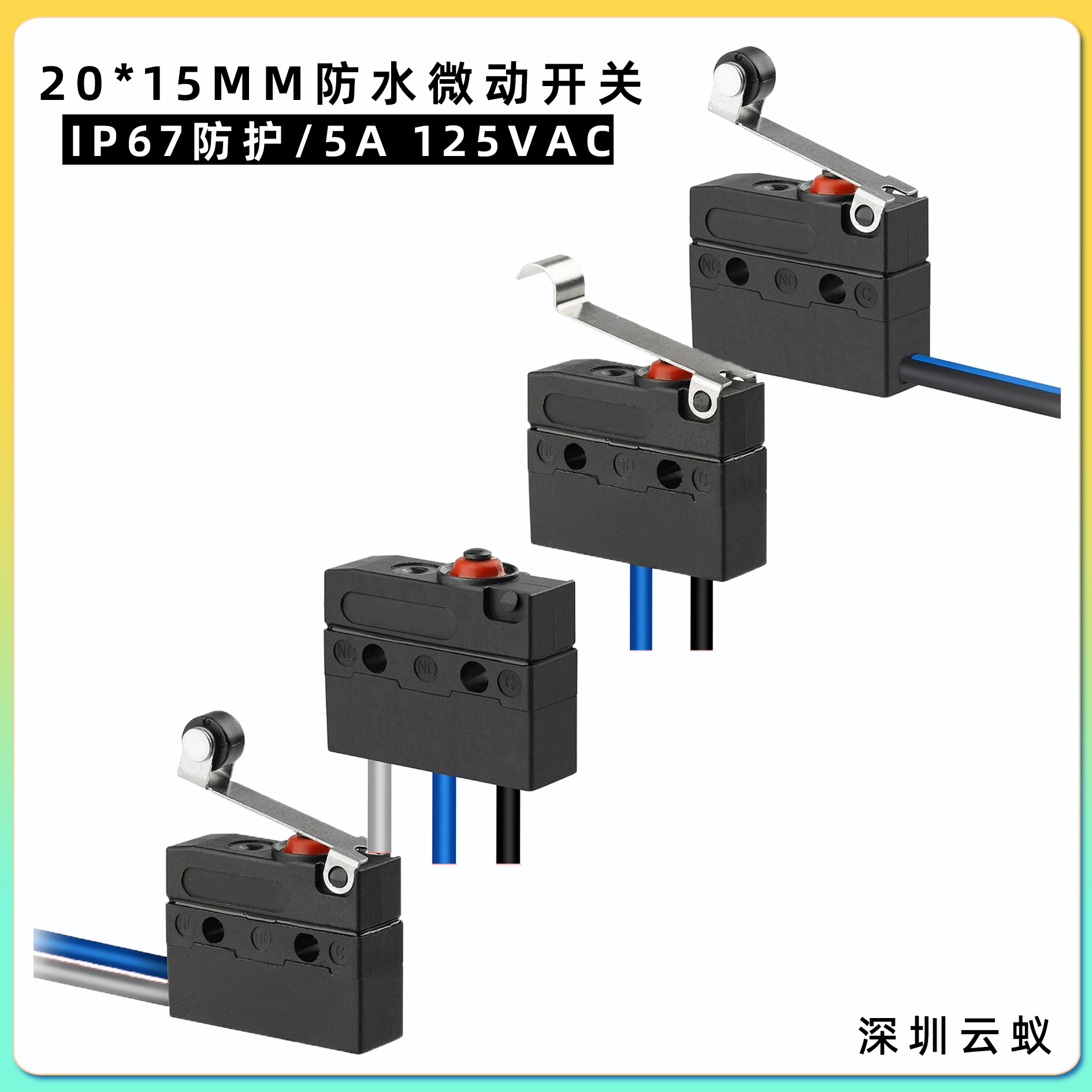 厂家直销DC1中微动开关IP67防水叉车微动开关19.8 5A 125VAC