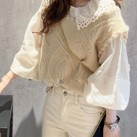 24 invierno Puyuan cuello redondo agujero de reducción de la edad camisa de punto de hombro chaleco de cavalo de caza de otoño nuevo image 3