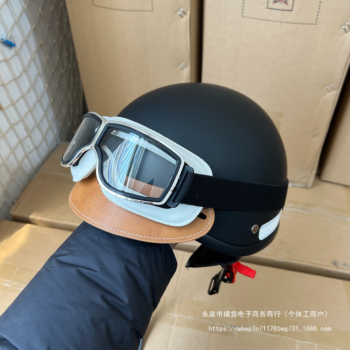 Retro 3C Certified Summer Harley Motorcycle Electric Car Half Helmet