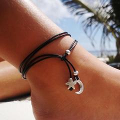 2024 New Fashion Retro Hip-Hop Stars Moon Flowers Ankle Chain Simple Spring and Summer Adjustable Ankle Cord for Women