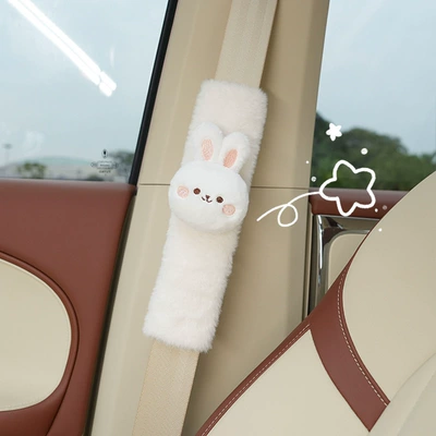 available as winter plush bear and rabbit car seat — Seat belt shoulder pad